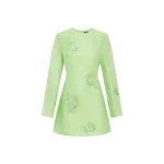 Leo Lin Green Dresses Premium linen blend mini dress