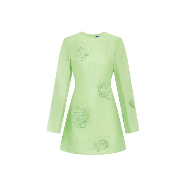 Leo Lin Green Dresses Premium linen blend mini dress