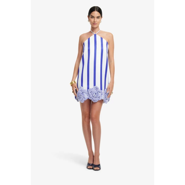 Leo Lin Suzy Striped Halterneck Mini Dress, view 3