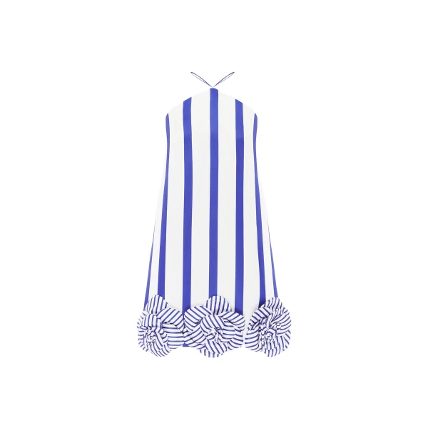 Leo Lin Suzy Striped Halterneck Mini Dress