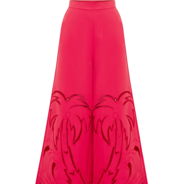 Leo Lin Red Pants Premium appliqué pants