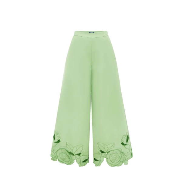 Leo Lin Green Pants Premium appliqué pants