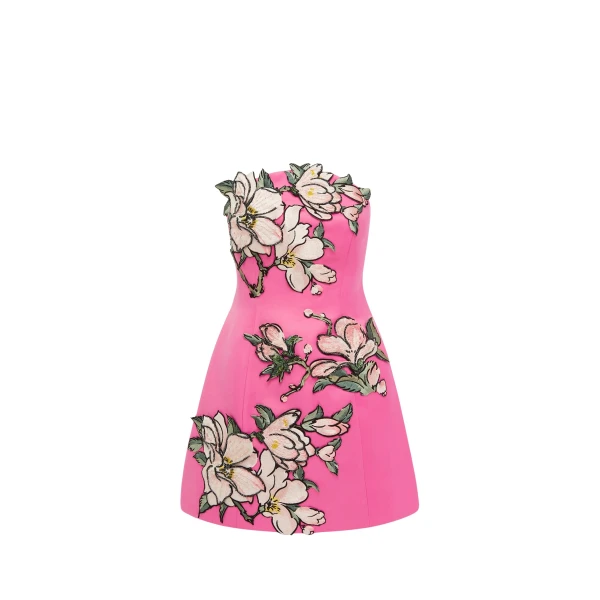 Leo Lin Pink Dresses Soft pink and ivory magnolias scattered across a gentle base. Light