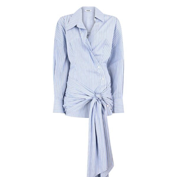 The Attico Light Blue And White Mini Dress - The Attico Dresses - Designed by Gilda Ambrosio & Giorgia Tordini - Shop at Coveti