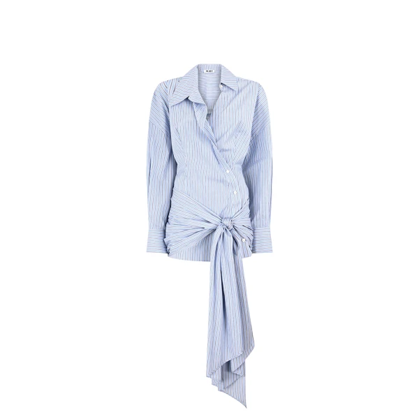 The Attico Light Blue And White Mini Dress