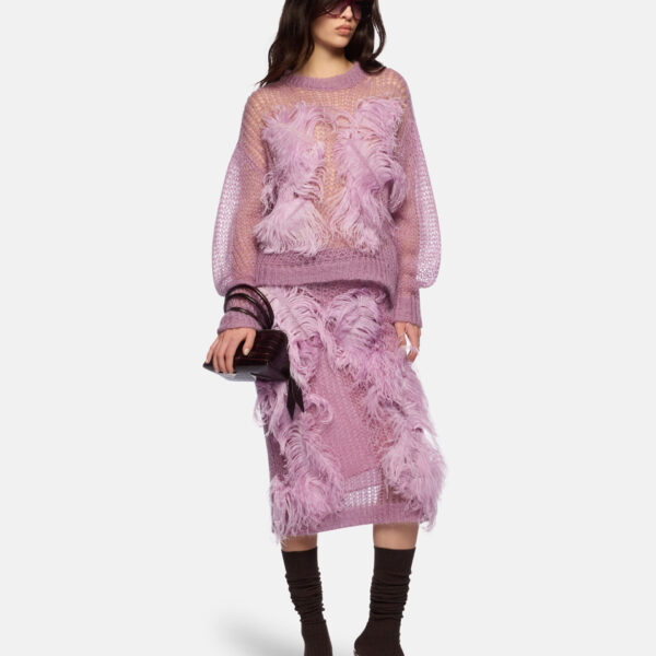 The Attico Light Mauve Midi Skirt - The Attico Skirts - Designed by Gilda Ambrosio & Giorgia Tordini - Shop at Coveti