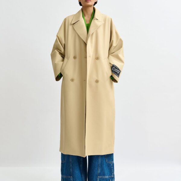 Essentiel Antwerp Light beige oversized trenchcoat - Essentiel Antwerp Coats - Colorful Belgian Design - Shop at Coveti
