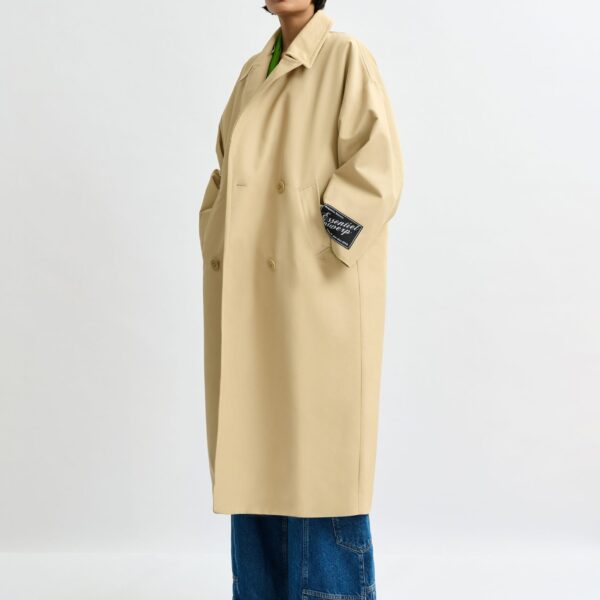 Essentiel Antwerp Light beige oversized trenchcoat - Essentiel Antwerp Coats - Colorful Belgian Design - Shop at Coveti