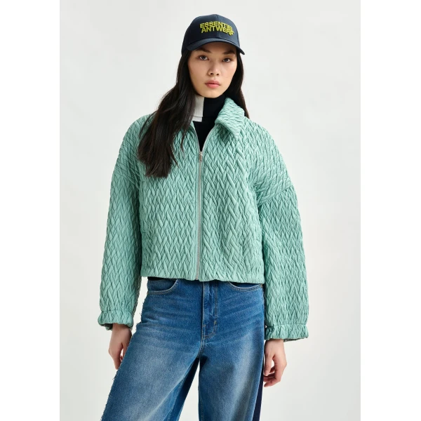 Essentiel Antwerp Light blue faux leather bomber jacket, view 2
