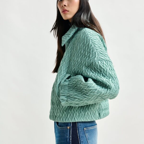 Essentiel Antwerp Light blue faux leather bomber jacket - Essentiel Antwerp Jackets - Colorful Belgian Design - Shop at Coveti
