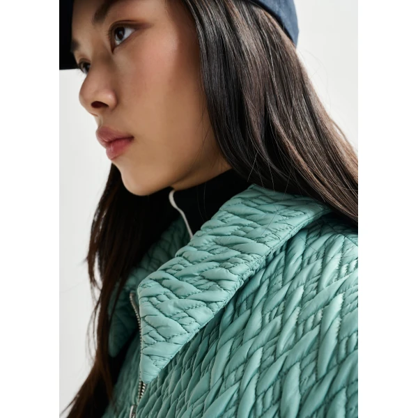 Essentiel Antwerp Light blue faux leather bomber jacket, view 5