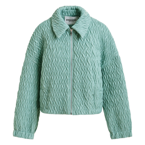 Essentiel Antwerp Light blue faux leather bomber jacket - Essentiel Antwerp Jackets - Colorful Belgian Design - Shop at Coveti