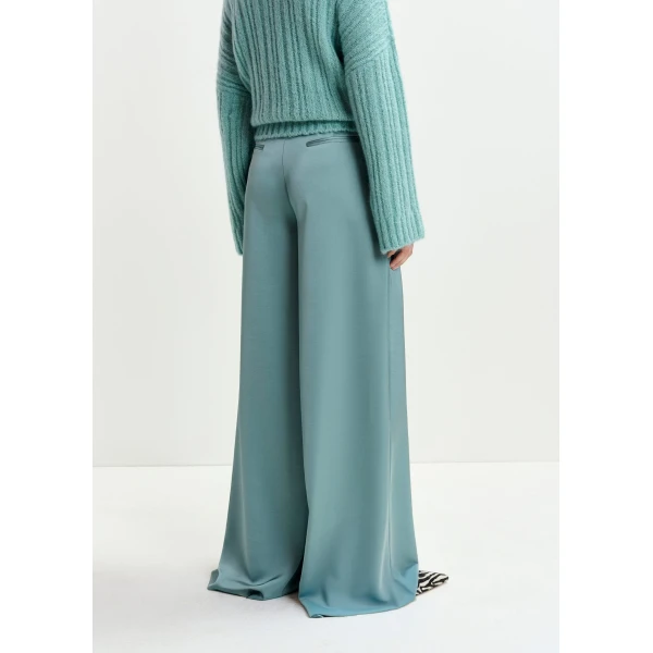 Essentiel Antwerp Light blue wide-leg satin pants, view 4