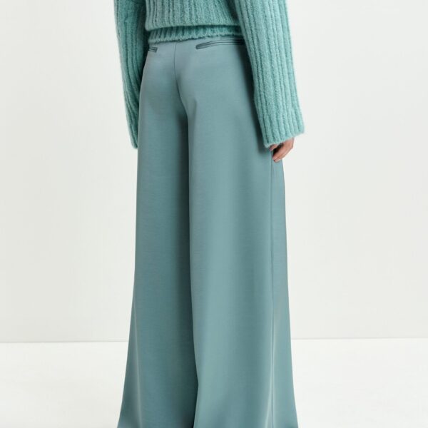 Essentiel Antwerp Light blue wide-leg satin pants - Essentiel Antwerp Pants - Colorful Belgian Design - Shop at Coveti