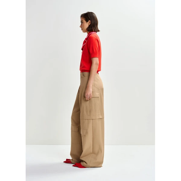 Essentiel Antwerp Light brown cotton-blend flap cargo pants, view 4