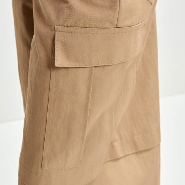 Essentiel Antwerp Light brown cotton-blend flap cargo pants - Essentiel Antwerp Pants - Colorful Belgian Design - Shop at Coveti