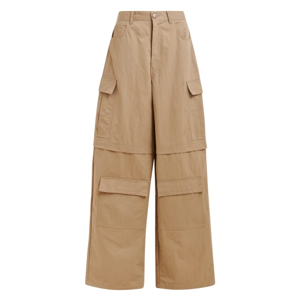 Essentiel Antwerp Light brown cotton-blend flap cargo pants - Essentiel Antwerp Pants - Colorful Belgian Design - Shop at Coveti