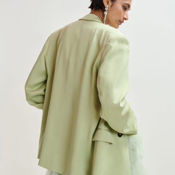 Essentiel Antwerp Light green straight-cut double-breasted blazer - Essentiel Antwerp Jackets - Colorful Belgian Design - Shop at Coveti