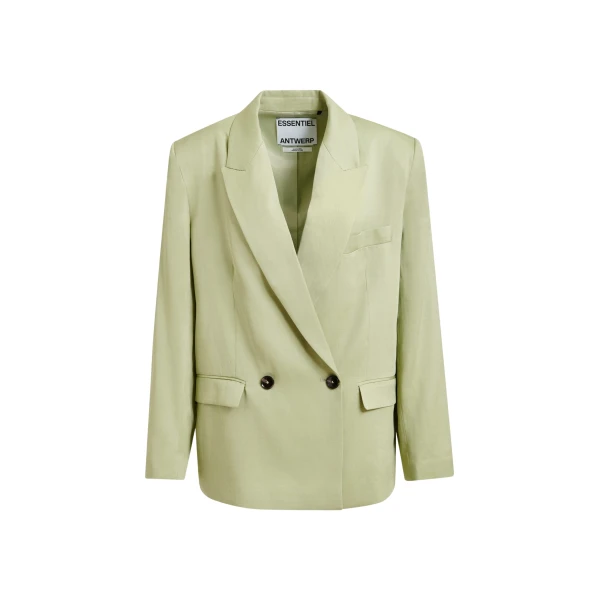 Essentiel Antwerp Light green straight-cut double-breasted blazer - Essentiel Antwerp Jackets - Colorful Belgian Design - Shop at Coveti