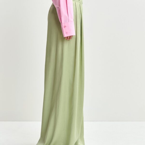 Essentiel Antwerp Light green wide-leg tailored pants - Essentiel Antwerp Pants - Colorful Belgian Design - Shop at Coveti