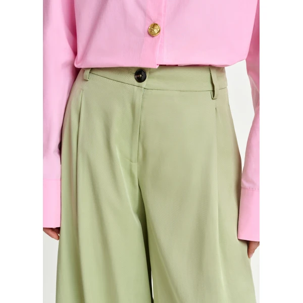 Essentiel Antwerp Light green wide-leg tailored pants, view 5