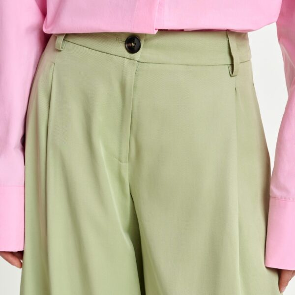 Essentiel Antwerp Light green wide-leg tailored pants - Essentiel Antwerp Pants - Colorful Belgian Design - Shop at Coveti