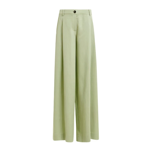 Essentiel Antwerp Light green wide-leg tailored pants - Essentiel Antwerp Pants - Colorful Belgian Design - Shop at Coveti