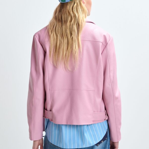 Essentiel Antwerp Light pink fitted biker jacket - Essentiel Antwerp Jackets - Colorful Belgian Design - Shop at Coveti