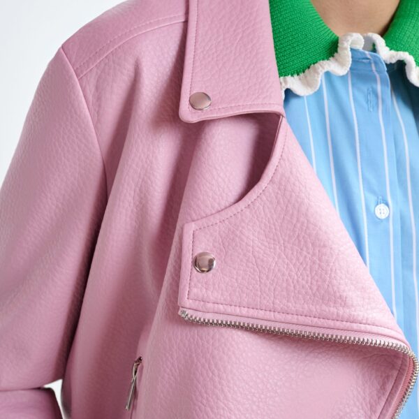 Essentiel Antwerp Light pink fitted biker jacket - Essentiel Antwerp Jackets - Colorful Belgian Design - Shop at Coveti