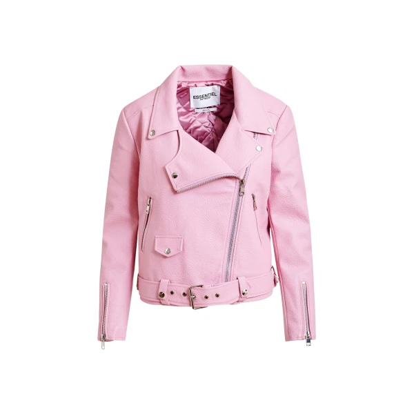 Essentiel Antwerp Light pink fitted biker jacket - Essentiel Antwerp Jackets - Colorful Belgian Design - Shop at Coveti