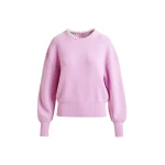 Essentiel Antwerp Light pink pearl-embellished knit sweater - Essentiel Antwerp Knitwear - Colorful Belgian Design - Shop at Coveti