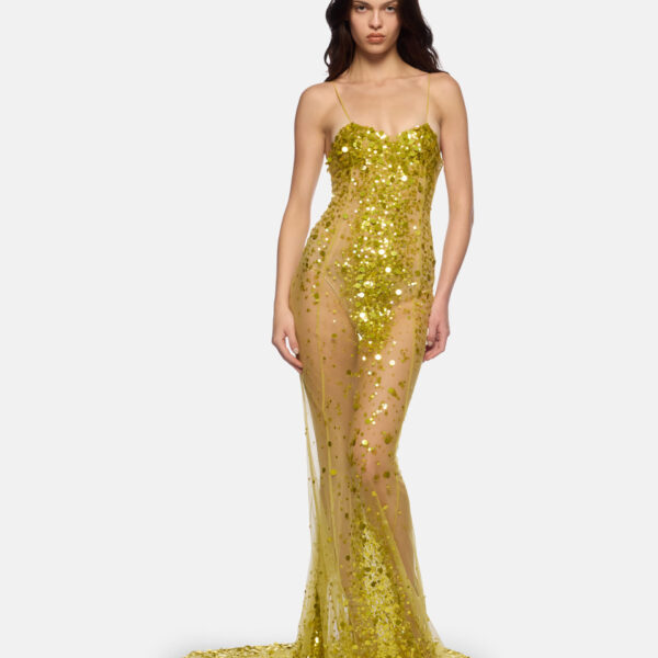 The Attico Lime Multishades Long Dress - The Attico Dresses - Designed by Gilda Ambrosio & Giorgia Tordini - Shop at Coveti