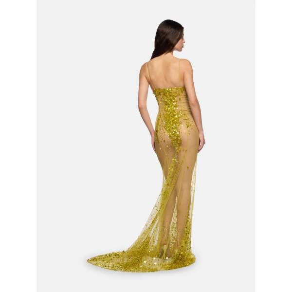 The Attico Lime Multishades Long Dress, view 3