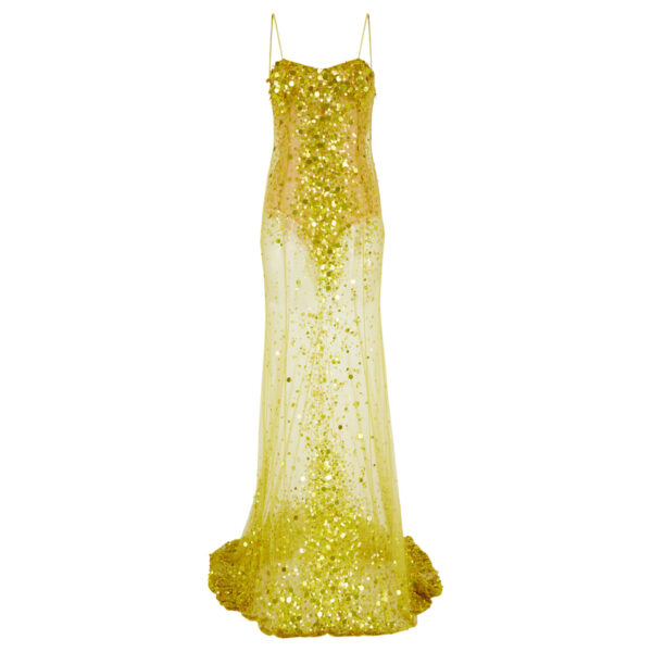 The Attico Lime Multishades Long Dress - The Attico Dresses - Designed by Gilda Ambrosio & Giorgia Tordini - Shop at Coveti