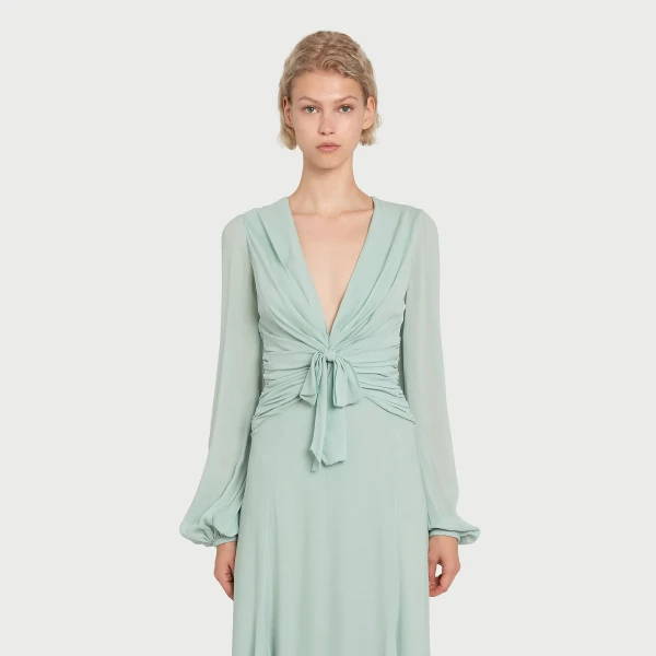 Giambattista Valli Long Acqua Dress With Bow - Giambattista Valli Dresses - Romantic Couture - Shop at Coveti