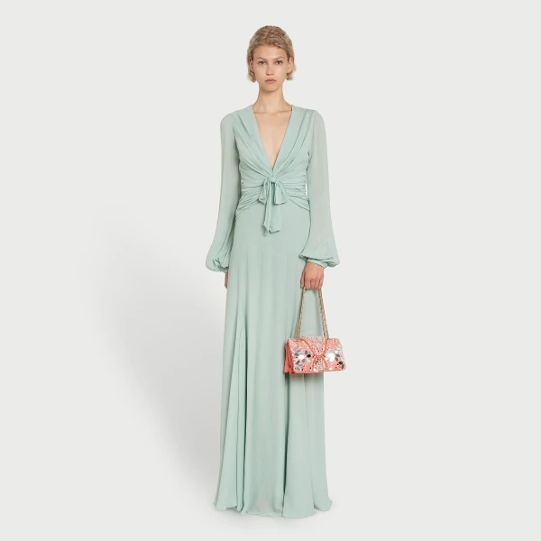Giambattista Valli Long Acqua Dress With Bow - Giambattista Valli Dresses - Romantic Couture - Shop at Coveti