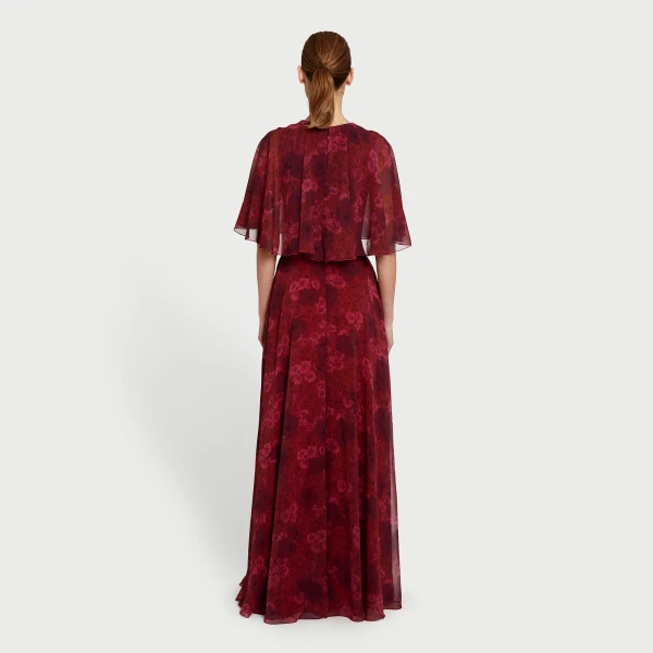 Giambattista Valli Long Anemones Silk Dress With Cape - Giambattista Valli Dresses - Romantic Couture - Shop at Coveti