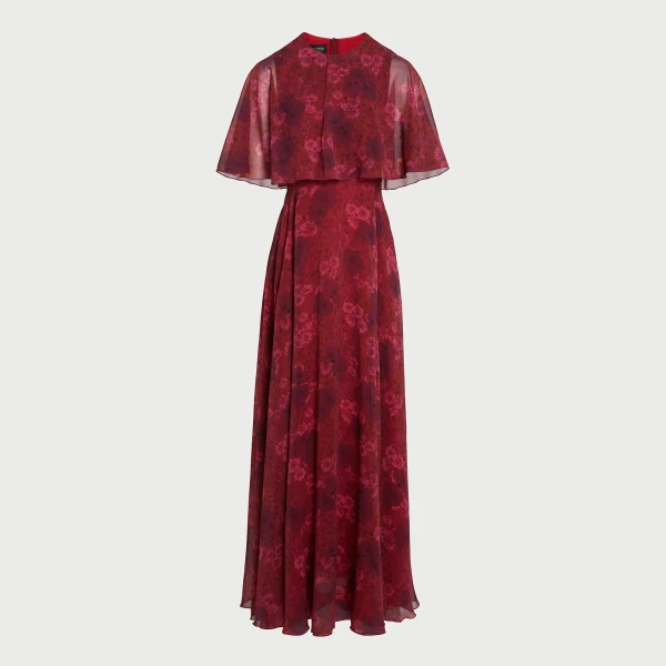 Giambattista Valli Long Anemones Silk Dress With Cape - Giambattista Valli Dresses - Romantic Couture - Shop at Coveti