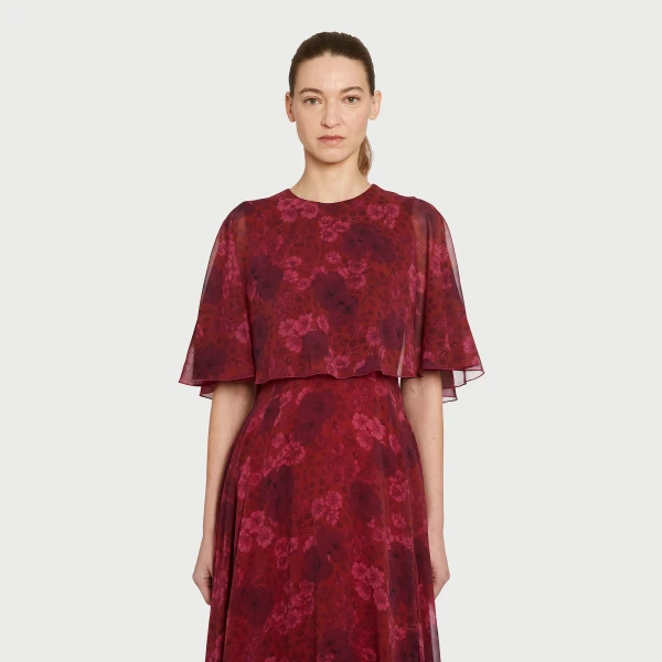 Giambattista Valli Long Anemones Silk Dress With Cape - Giambattista Valli Dresses - Romantic Couture - Shop at Coveti