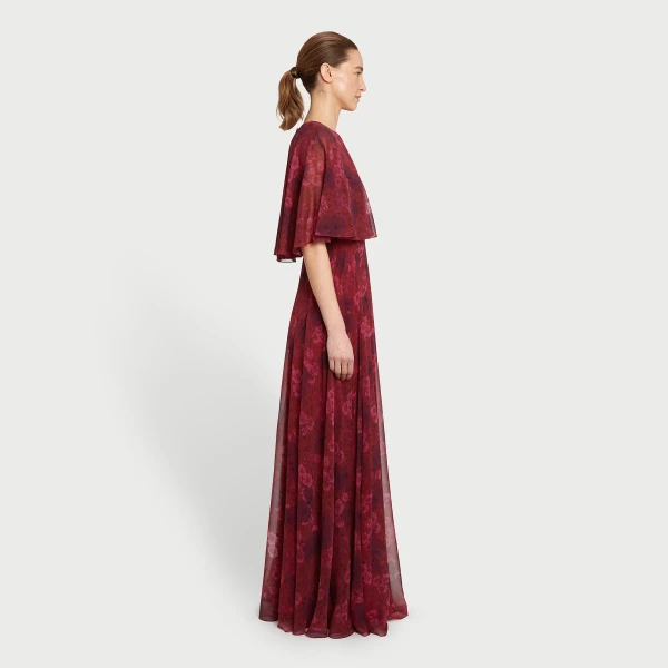 Giambattista Valli Long Anemones Silk Dress With Cape - Giambattista Valli Dresses - Romantic Couture - Shop at Coveti