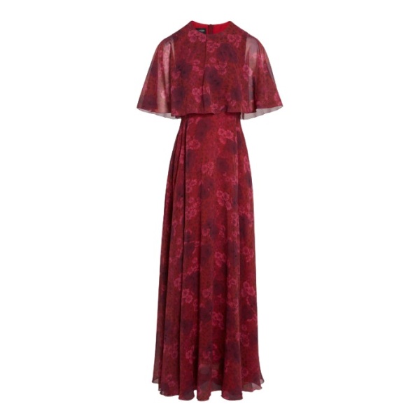 Giambattista Valli Long Anemones Silk Dress With Cape - Giambattista Valli Dresses - Romantic Couture - Shop at Coveti
