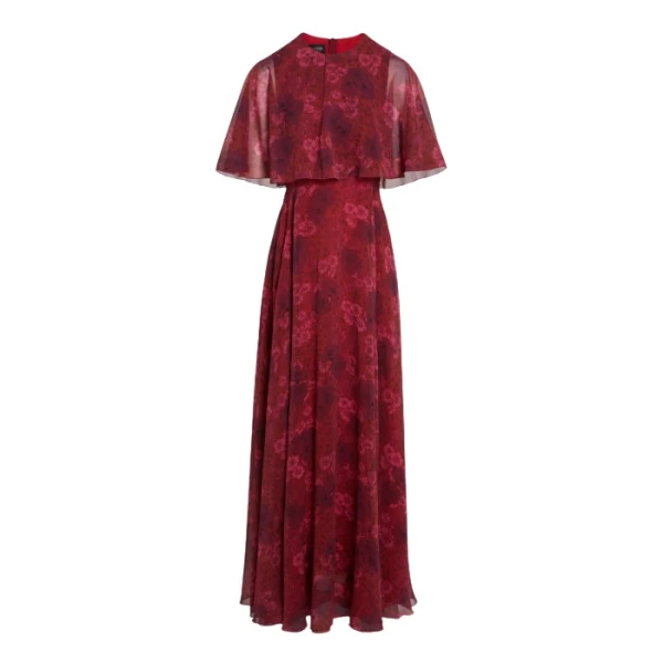 Giambattista Valli Long Anemones Silk Dress With Cape - Giambattista Valli Dresses - Romantic Couture - Shop at Coveti