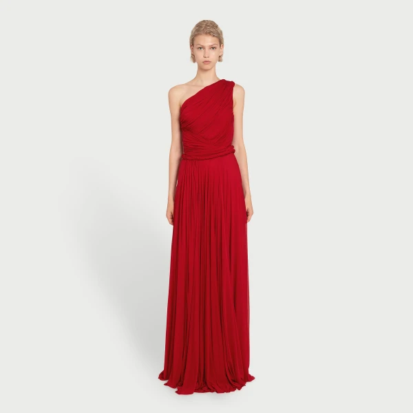Giambattista Valli Long Asymmetrical Red Jersey Dress - Giambattista Valli Dresses - Romantic Couture - Shop at Coveti
