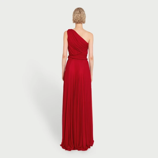 Giambattista Valli Long Asymmetrical Red Jersey Dress - Giambattista Valli Dresses - Romantic Couture - Shop at Coveti