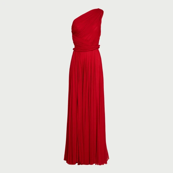 Giambattista Valli Long Asymmetrical Red Jersey Dress - Giambattista Valli Dresses - Romantic Couture - Shop at Coveti