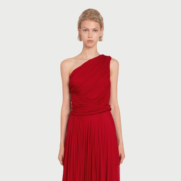 Giambattista Valli Long Asymmetrical Red Jersey Dress - Giambattista Valli Dresses - Romantic Couture - Shop at Coveti