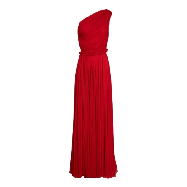 Long Asymmetrical Red Jersey Dress