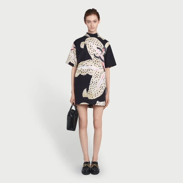 Giambattista Valli Long Black Macro Lilies Popeline Blouse - Giambattista Valli Tops - Romantic Couture - Shop at Coveti