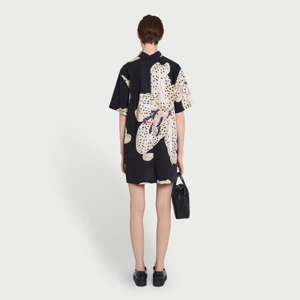 Giambattista Valli Long Black Macro Lilies Popeline Blouse - Giambattista Valli Tops - Romantic Couture - Shop at Coveti