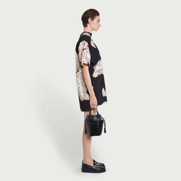 Giambattista Valli Long Black Macro Lilies Popeline Blouse - Giambattista Valli Tops - Romantic Couture - Shop at Coveti